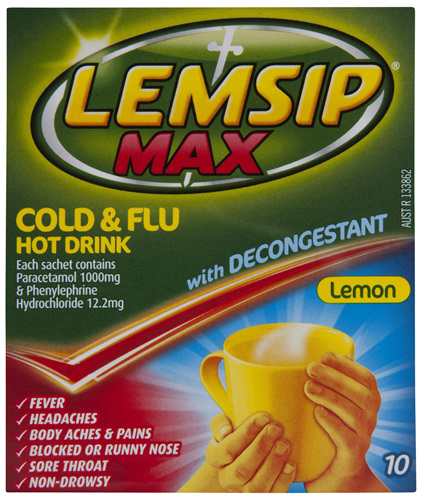 Lemsip Max Decongestant Cold & Flu Hot Drink Lemon 10 Pack